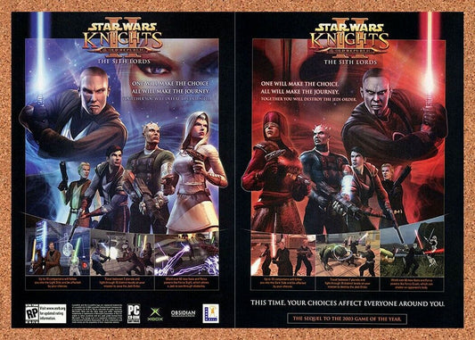 Star Wars Knights Old Republic 2 Xbox Original 2004 Ad Authentic Game Promo v2