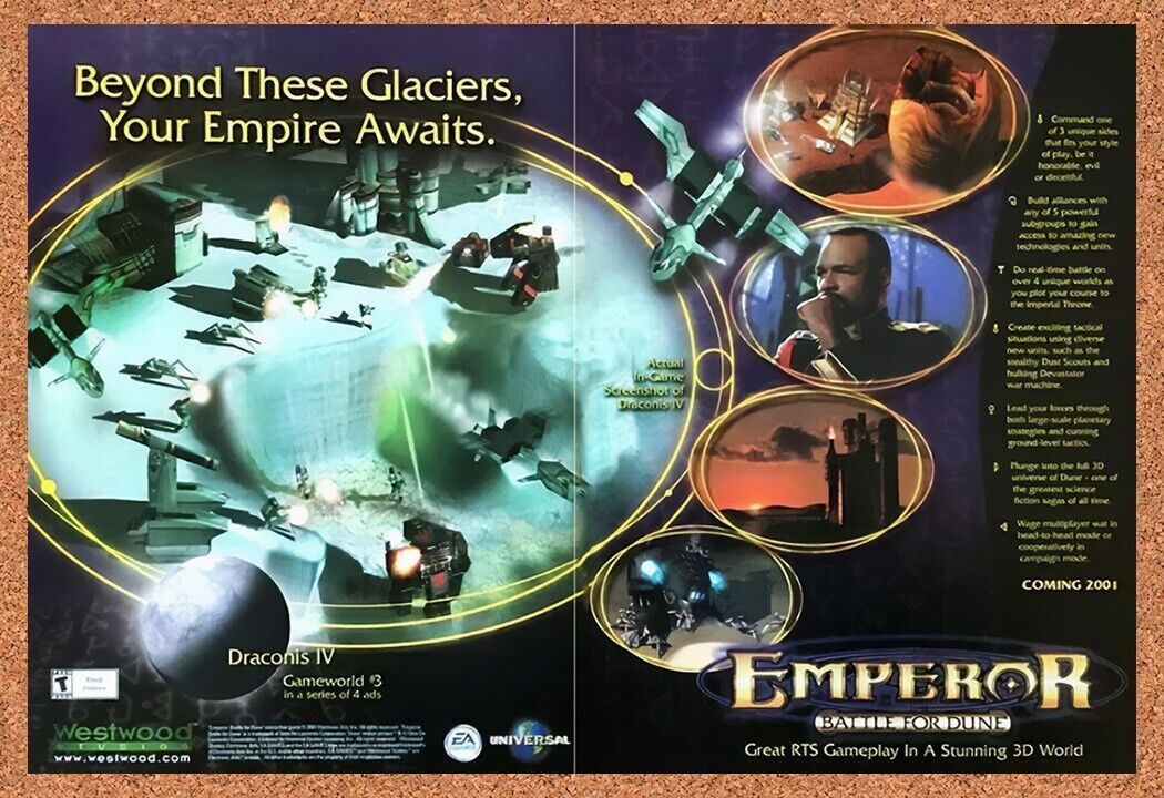 2001 Emperor Battle for Dune PC Original Advertisement / Retro Wall Art v3