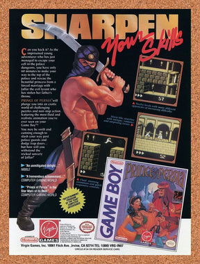 Prince of Persia Gameboy Original 1992 Ad Authentic Video Game Promo