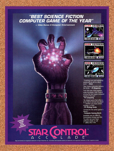 1991 Star Control Genesis Original Advertisement / Retro Wall Art v1