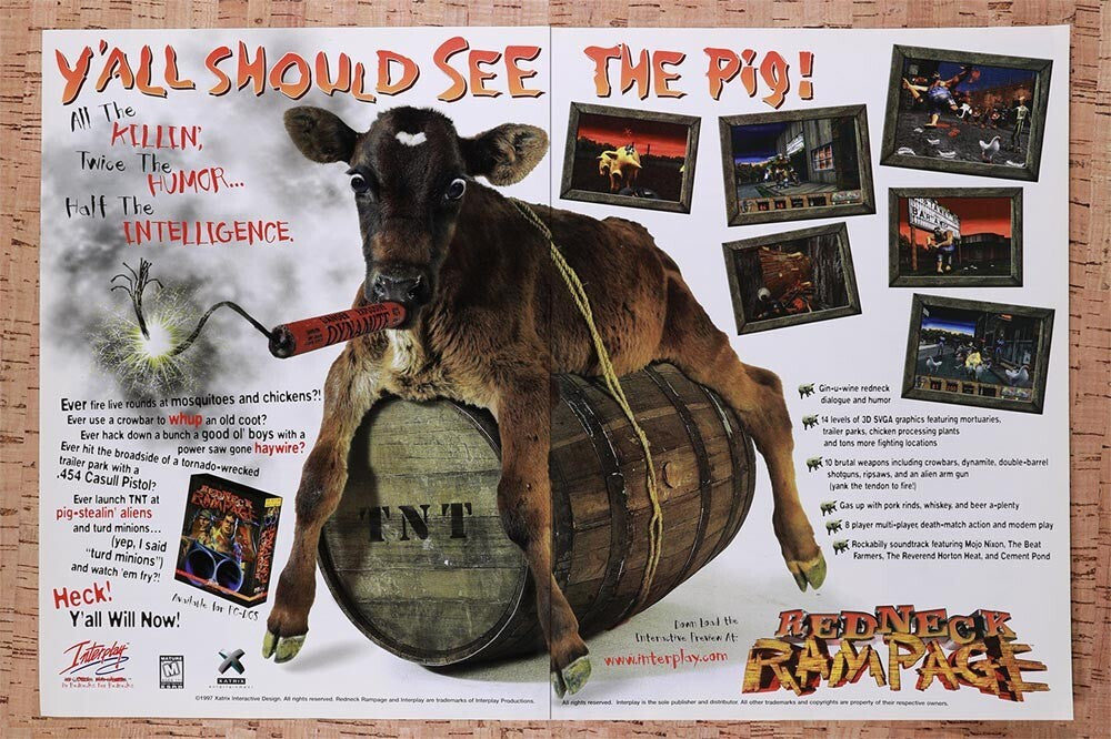 1997 Redneck Rampage 1 PC Original Advertisement / Retro Wall Art v1