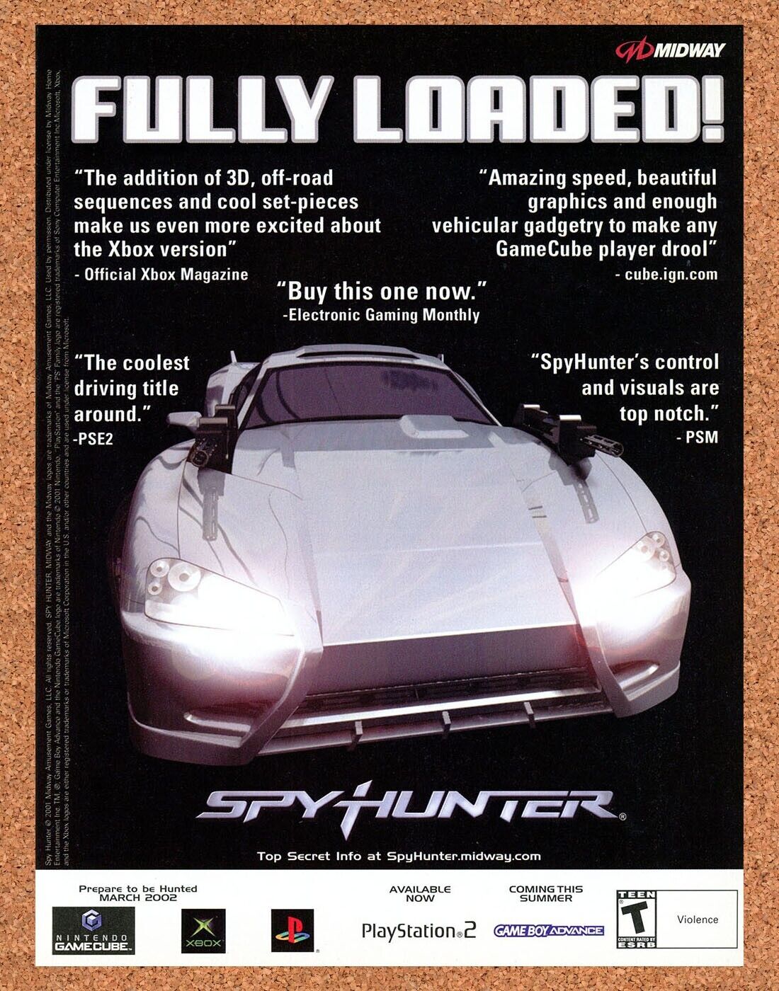 Spy Hunter PS2 Original 2002 Ad Authentic Vehicular Combat Video Game Art Promo