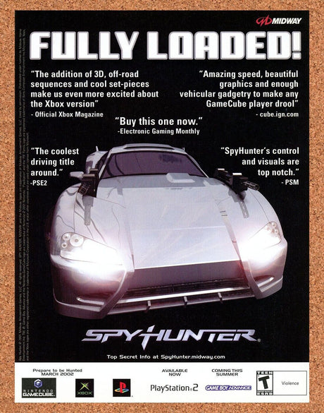 Spy Hunter PS2 Original 2002 Ad Authentic Vehicular Combat Video Game Art Promo