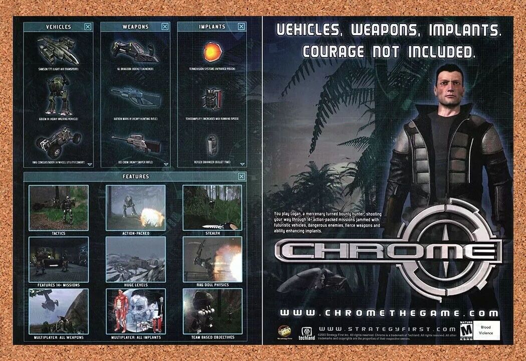 Chrome PC Original 2005 Ad Authentic Windows FPS Video Game Promo Art