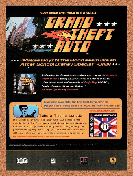 1999 Grand Theft Auto PS1 Original Advertisement / Retro Promo v2