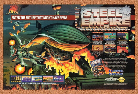 1991 Steel Empire Genesis Original Advertisement / Retro Wall Art v1