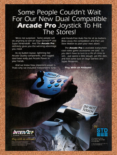 1994 STD Arcade Pro SNES Genesis Original Advertisement / Retro Wall Art v10