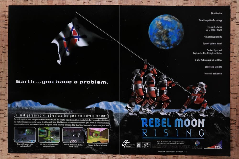 1997 Rebel Moon Rising PC Original Advertisement / Retro Wall Art v1
