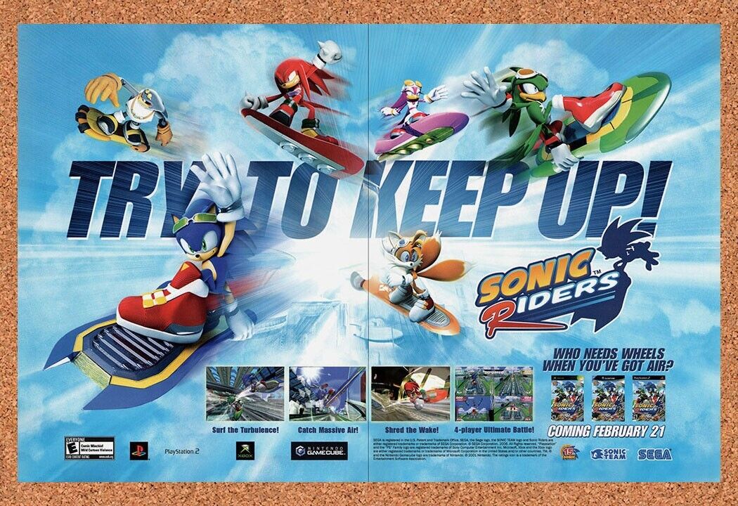 Original 2005 Sonic Riders GameCube Vintage Ad - Video Game Promo Wall Art 1