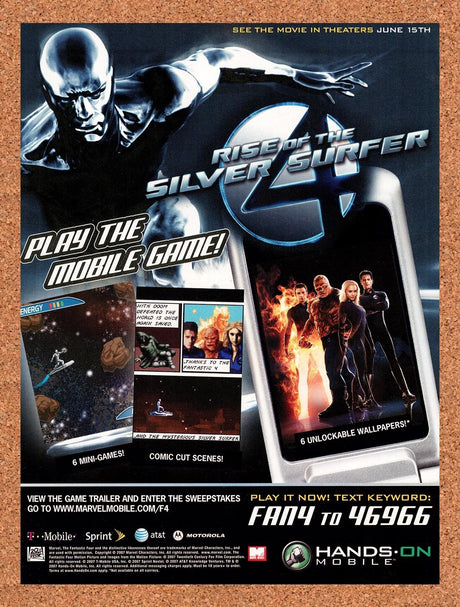 2007 Fantastic 4 Rise Of The Silver Surfer Hands-On Mobile Original Ad v1