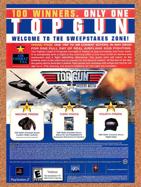 2002 Top Gun Combat Zones PS2 Sweepstakes Original Advertisement / Promo v3