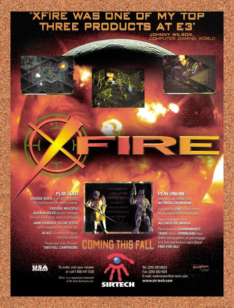 1997 XFire Cancelled PC Game Original Advertisement / Retro Promo v1