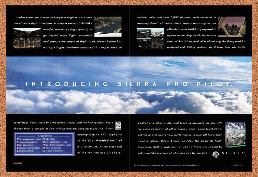 1997 Sierra Pro Pilot PC Original Advertisement / Retro Promo v2