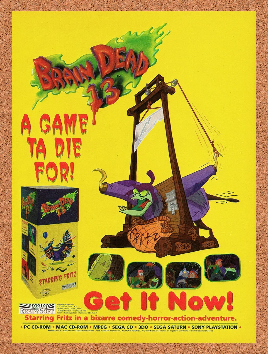 1995 Brain Dead 13 PC Original Advertisement / Retro Wall Art v7