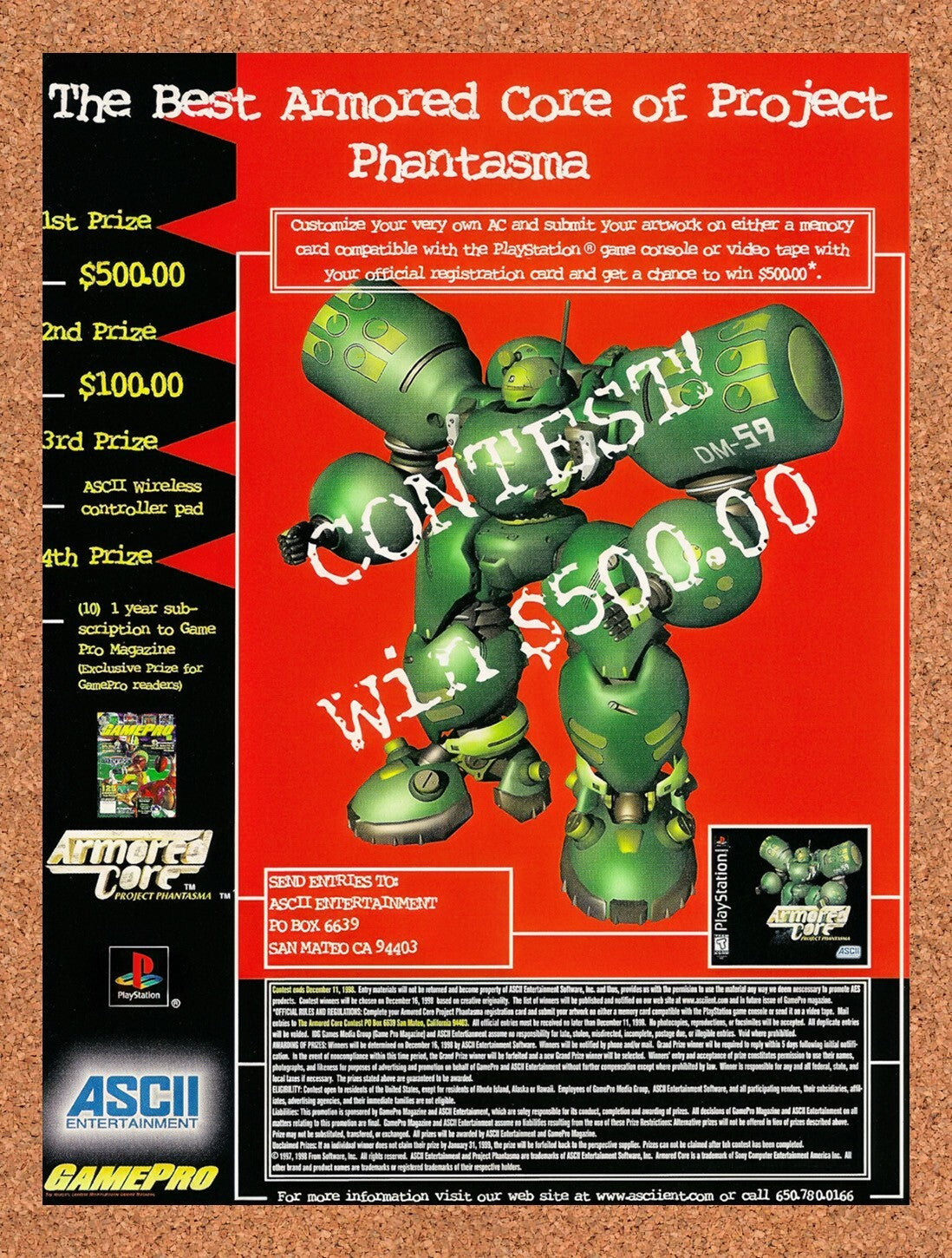 1997 Armored Core Project Phantasma Contest Original Ad / Retro Wall Art v2