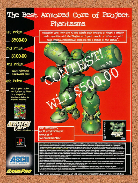 1997 Armored Core Project Phantasma Contest Original Ad / Retro Wall Art v2