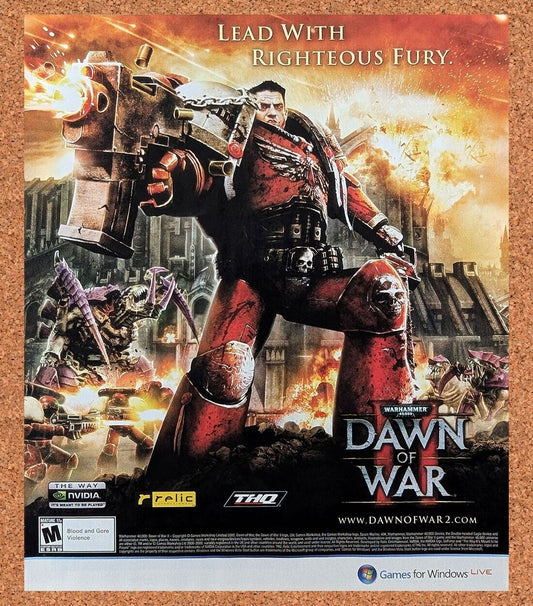 Warhammer Dawn Of War PC Original 2008 Ad Authentic RTS Video Game Promo