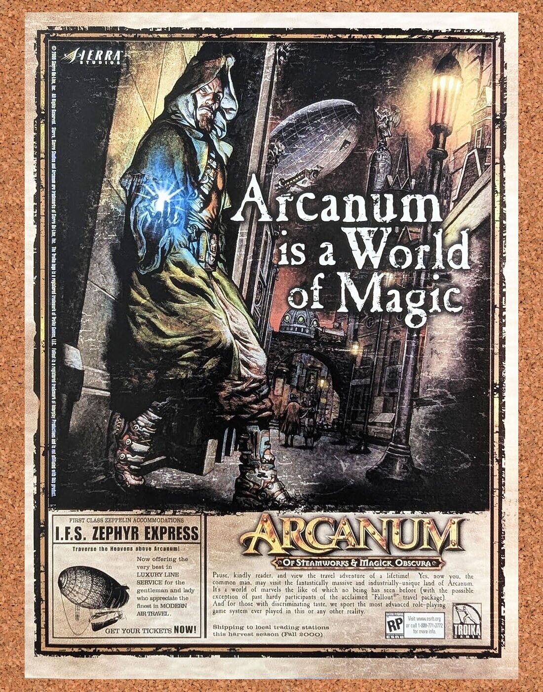 Arcanum Steamworks And Magick PC Original 2002 Ad Authentic Video Game Promo v2