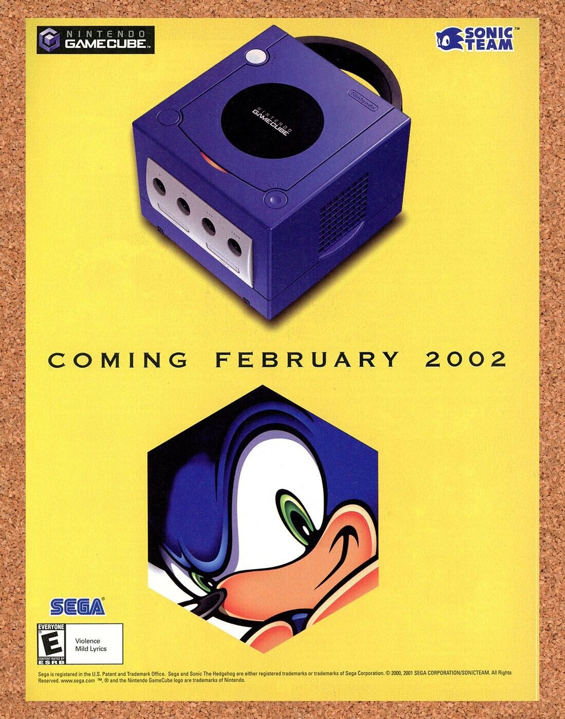 Sonic The Hedgehog GameCube Original 2001 Print Ad Authentic Video Game Promo