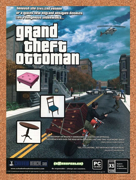 Grand Theft Ottoman Original 2005 Ad Authentic Parody GTA Video Game Promo