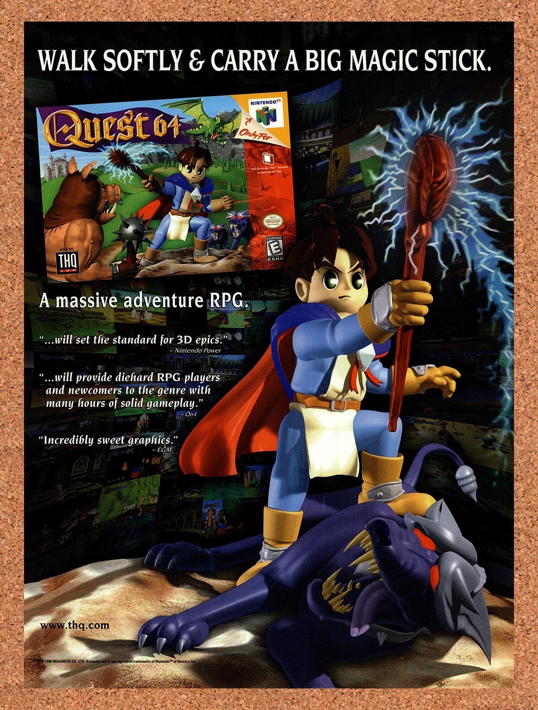 1998 Quest 64 N64 Original Advertisement / Retro Promo v1