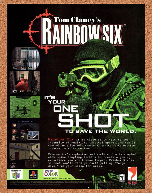 Rainbow Six N64 Original 2001 Vintage Ad - Video Game Promo