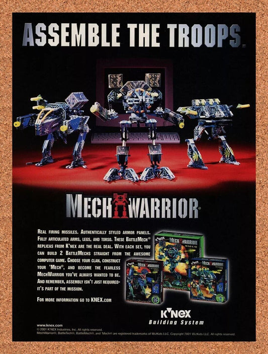 MechWarrior PC Original 2002 Ad Authentic K'Nex Minifigures Video Game Promo