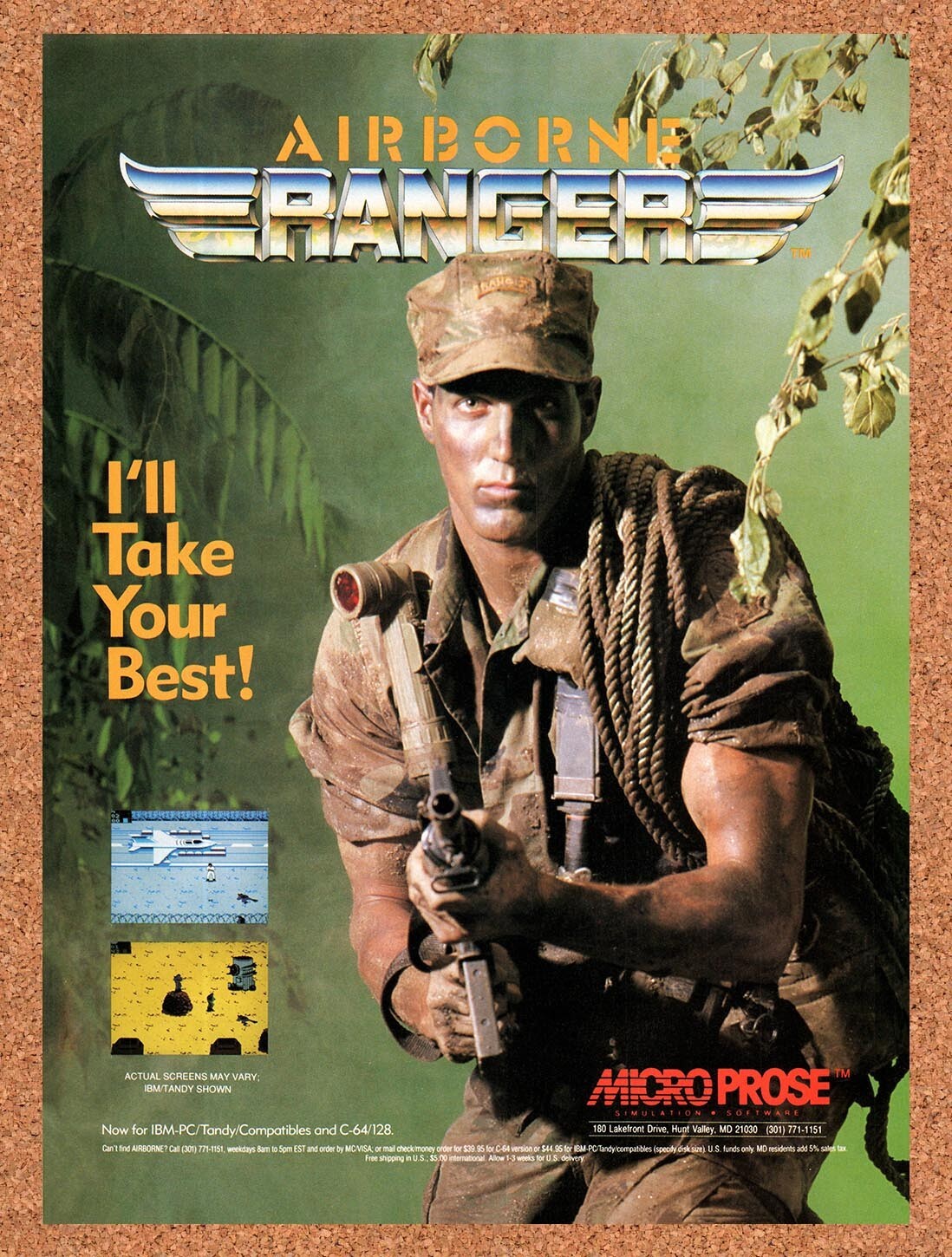 1989 Airborne Ranger Tandy Original Advertisement / Retro Wall Art v1