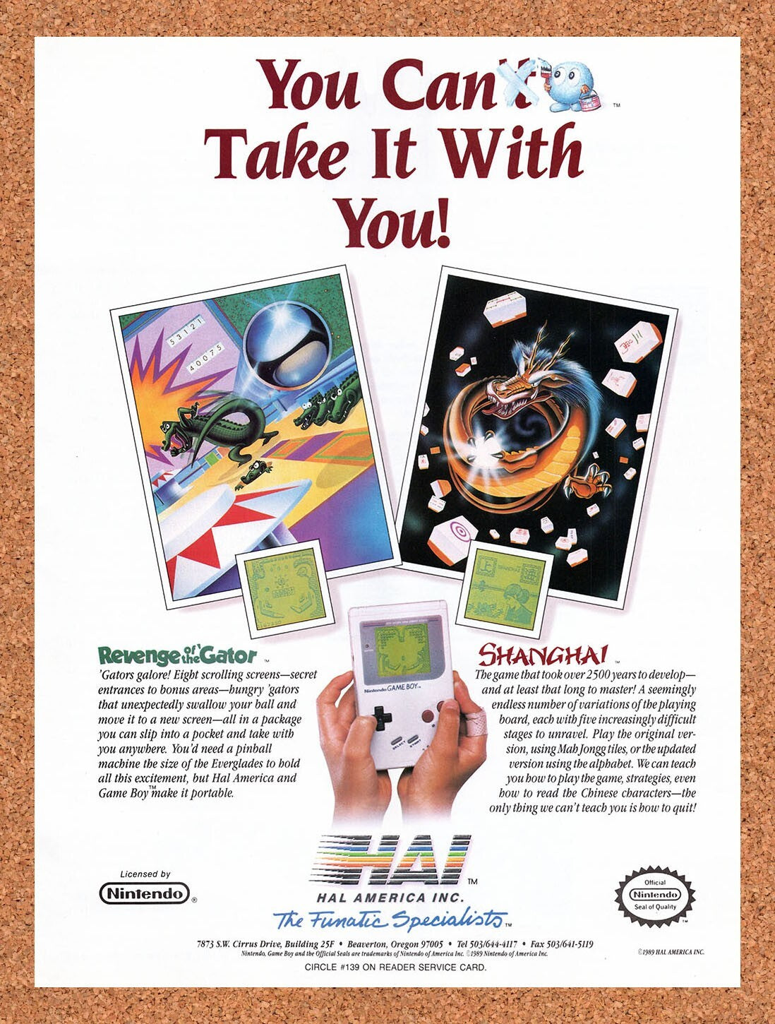 1990 Hal America Game Boy Games Original Advertisement / Retro Wall Art v3
