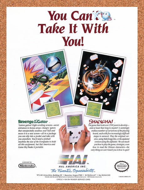 1990 Hal America Game Boy Games Original Advertisement / Retro Wall Art v3