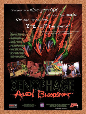 1996 Xenophage Alien Bloodsport PC Original Advertisement / Retro Wall Art v1