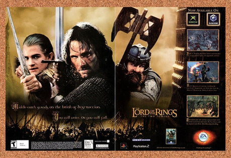 Lord Of The Rings The Two Towers Xbox Original 2003 Vintage Ad - Game Promo