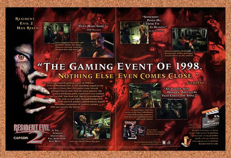 1998 Resident Evil 2 PS1 Original Advertisement / Retro Wall Art v5