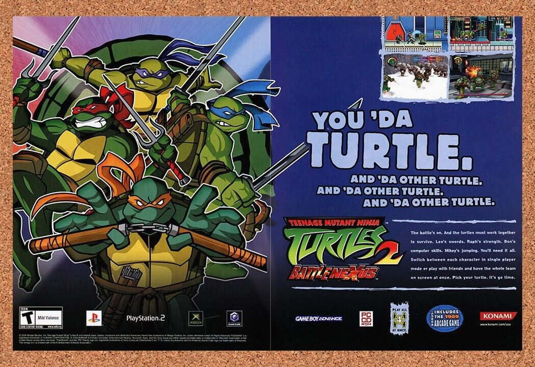 TMNT Ninja Turtles 2 BattleNexus PS2 Original 2004 Ad Authentic Video Game Promo