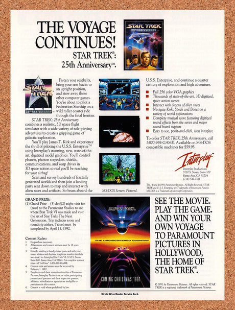 1992 Star Trek 25th Anniversary DOS Cinematic Multimedia Original Ad / Promo v2