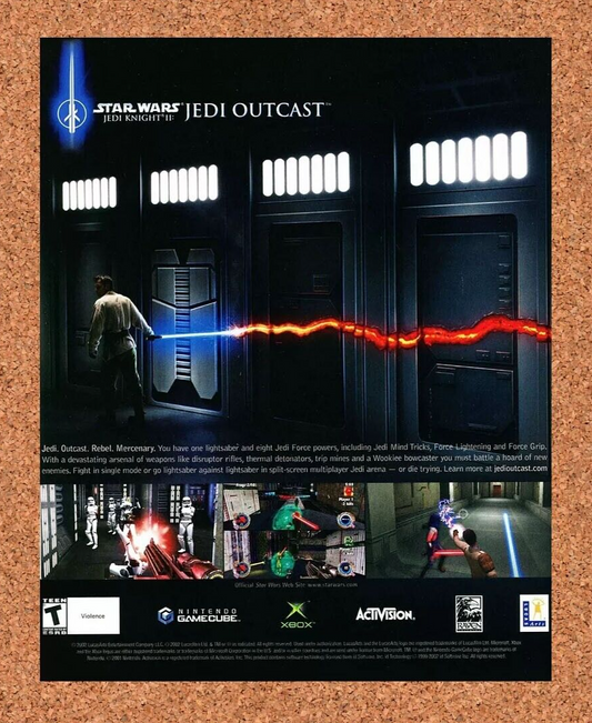 Star Wars Jedi Knight 2 Xbox Jedi Outcast Original 2001 Ad Authentic Promo v1