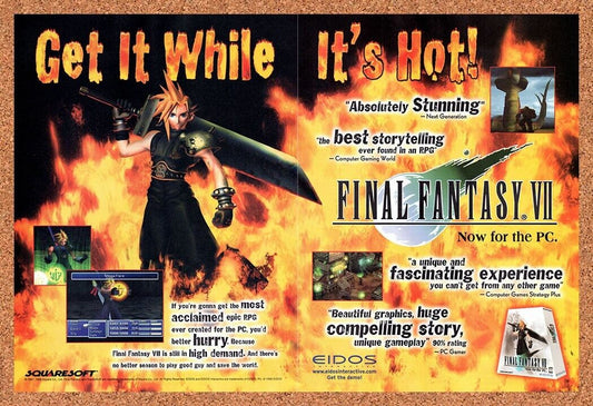 1996 Final Fantasy VII PC Original Advertisement / Retro Wall Art v2