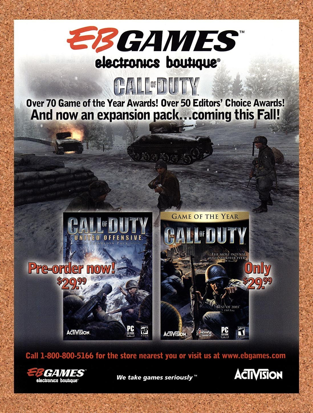 2004 Call Of Duty EB Games Pre-Order Original Advertisement / Retro Promo v1