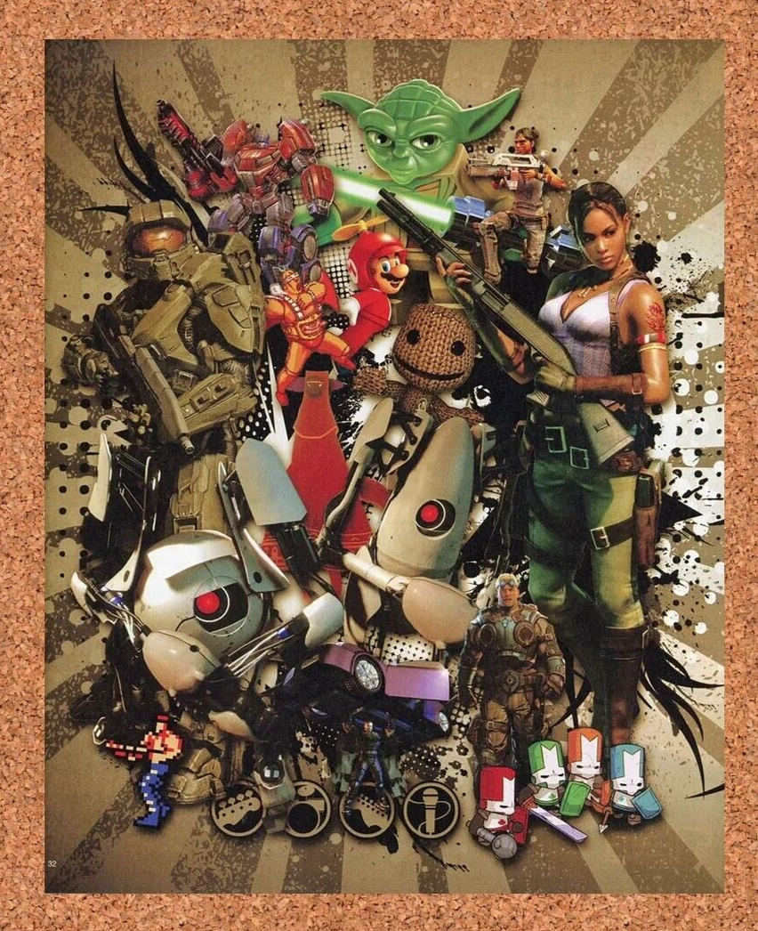 Video Game Promo Collage Original 2012 Ad Authentic Halo Star Wars Artwork
