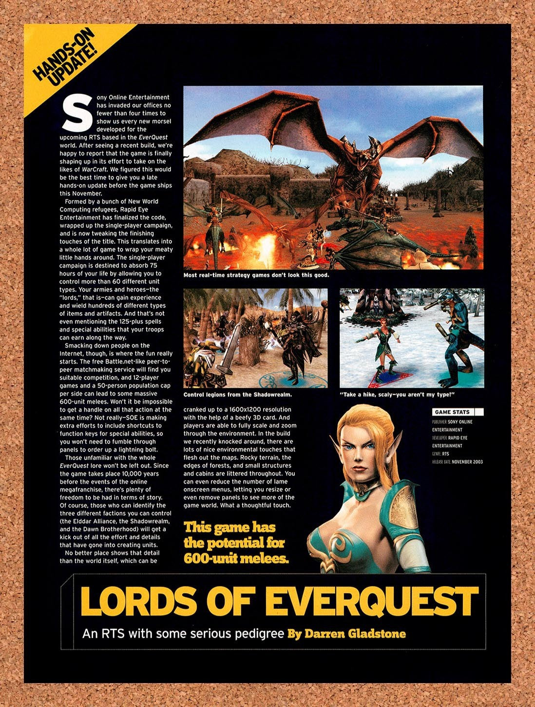 2003 Lords Of EverQuest PC Original Advertisement / Retro Promo vr4