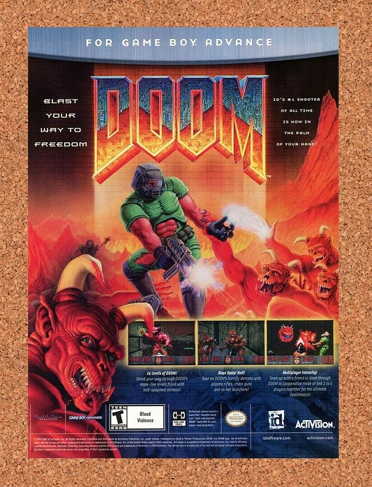 Doom GBA Gameboy Advance Original 2002 Ad Authentic id Software Video Game Promo