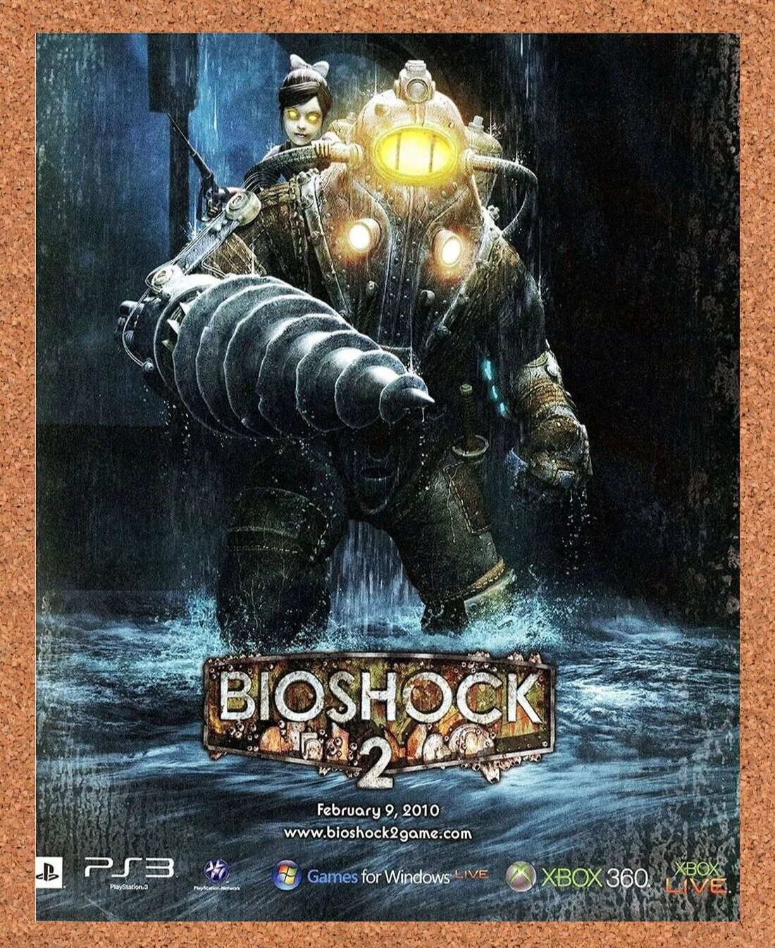 Bioshock 2 Xbox 360 Original 2010 Ad Authentic Video Game Promo Art