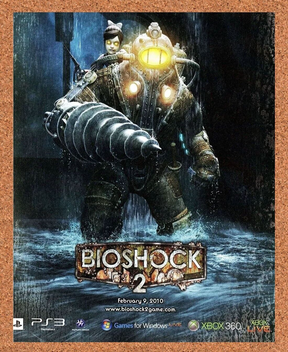 Bioshock 2 Xbox 360 Original 2011 Ad Authentic Video Game Promo Art