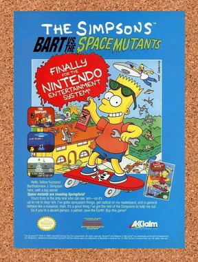 Simpsons Bart Vs the Space Mutants NES Original 1991 Ad Nintendo Promo