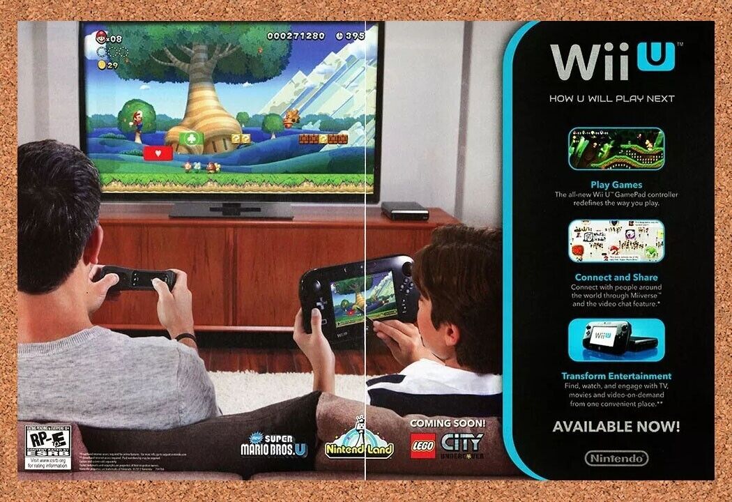 Nintendo Wii U Original 2013 Ad Authentic Console Release Video Game Promo v2