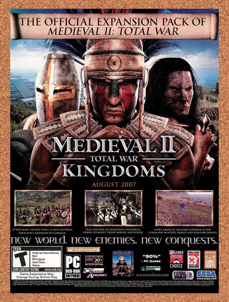 2007 Medieval II Total War Kingdoms Expansion PC Original Ad / Retro Wall Art v1