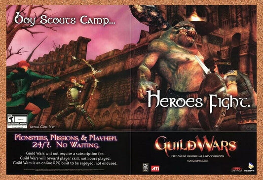 Guild Wars PC Original 2005 Ad Authentic ATI MMORPG Video Game Funny Promo v2