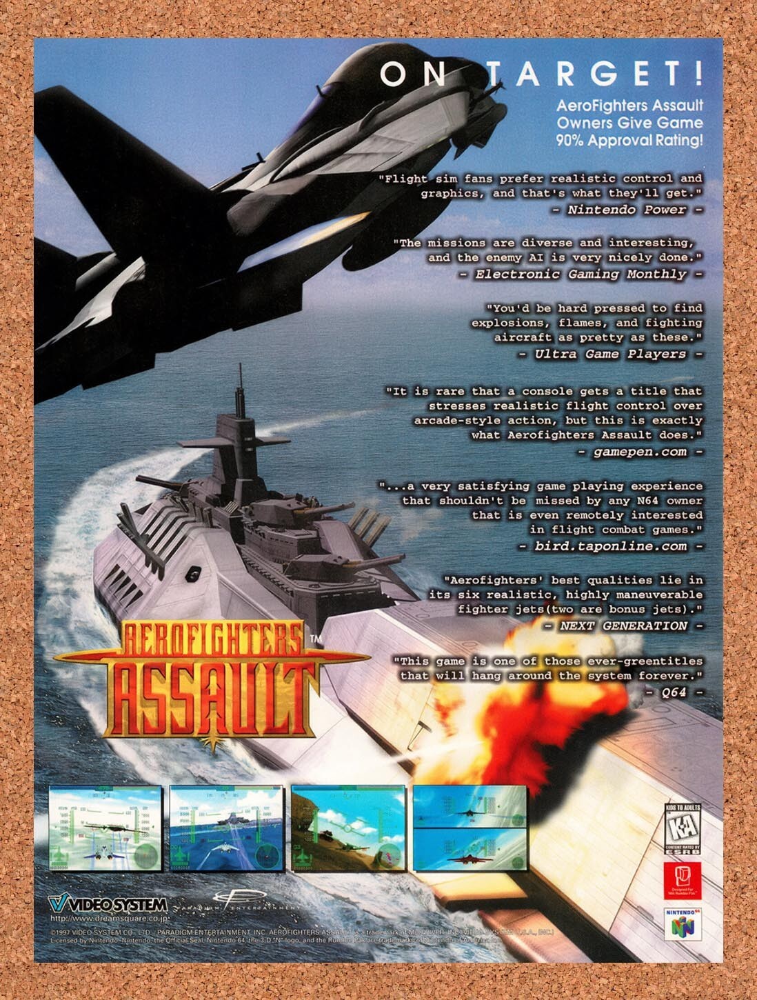 1998 Aero Fighters Assault N64 Original Advertisement / Retro Wall Art v2