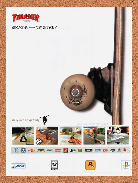 1999 Thrasher Skate And Destroy PS1 Original Advertisement / Retro Wall Art v1