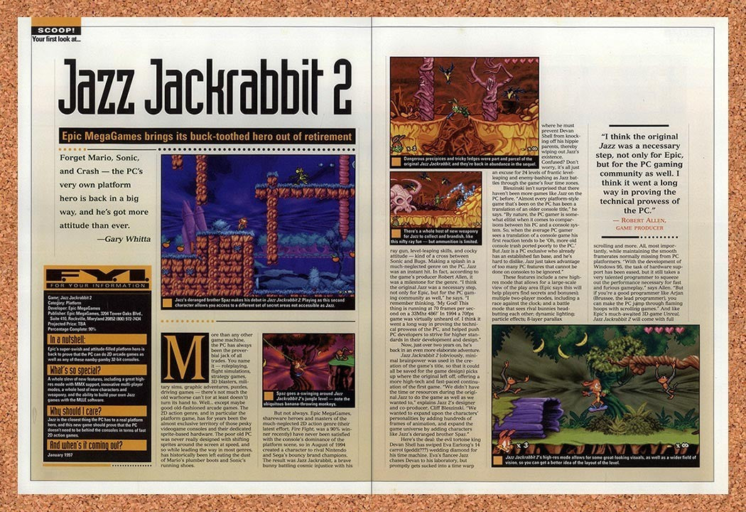 1997 Jazz Jackrabbit 2 PC Original Advertisement / Retro Promo vr1